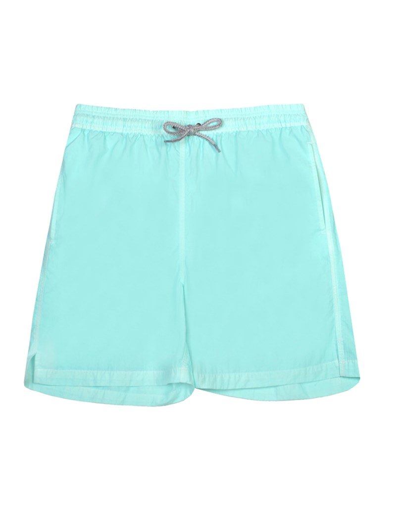Plain Aqua Garment Dye Swim Shorts