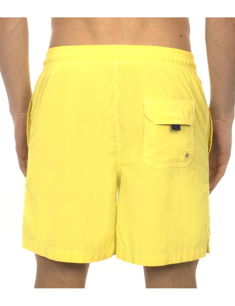 Plain Yellow Garment Dye Swim Shorts Hawes & Curtis