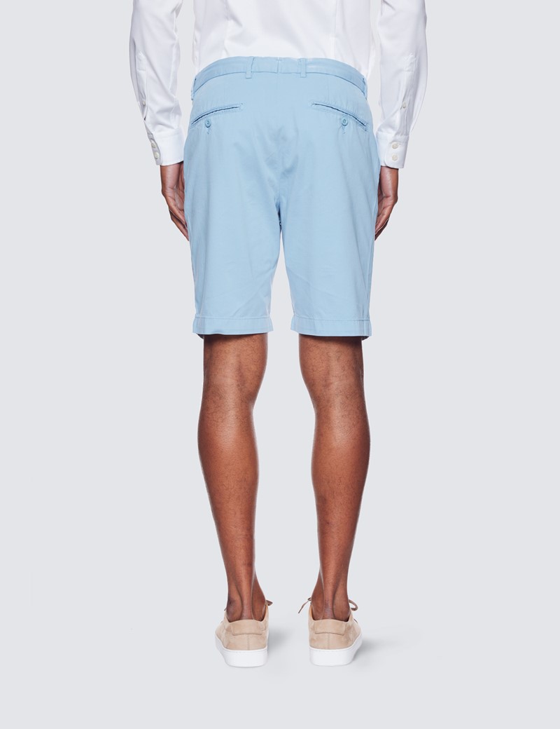 Light Blue Garment Dyed Organic Cotton Chino Shorts