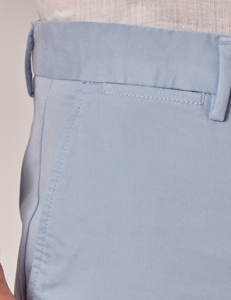 Light Blue Garment Dyed Organic Cotton Chino Shorts | Hawes & Curtis