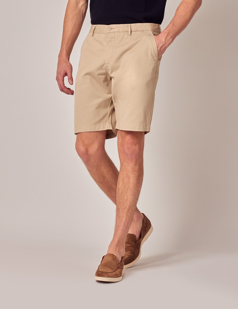 Garment Dyed Organic Cotton Chino Shorts in Beige