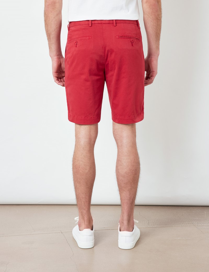 Red Garment Dyed Organic Cotton Chino Shorts