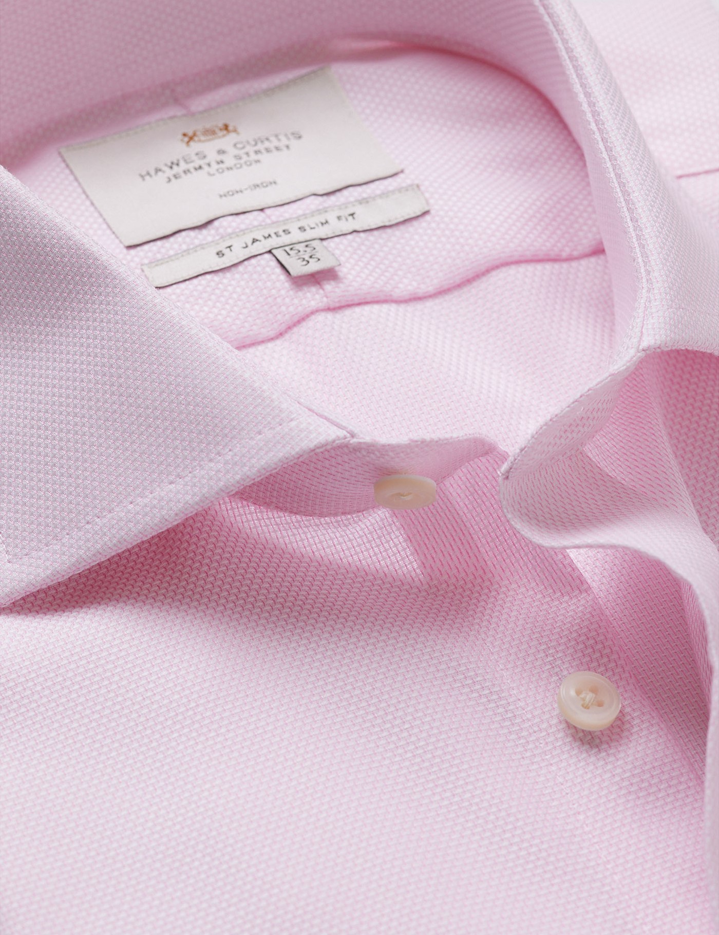 & Slim Fit Pink & Textured Weave Non Iron Shirt 17" collar 36" sleeve