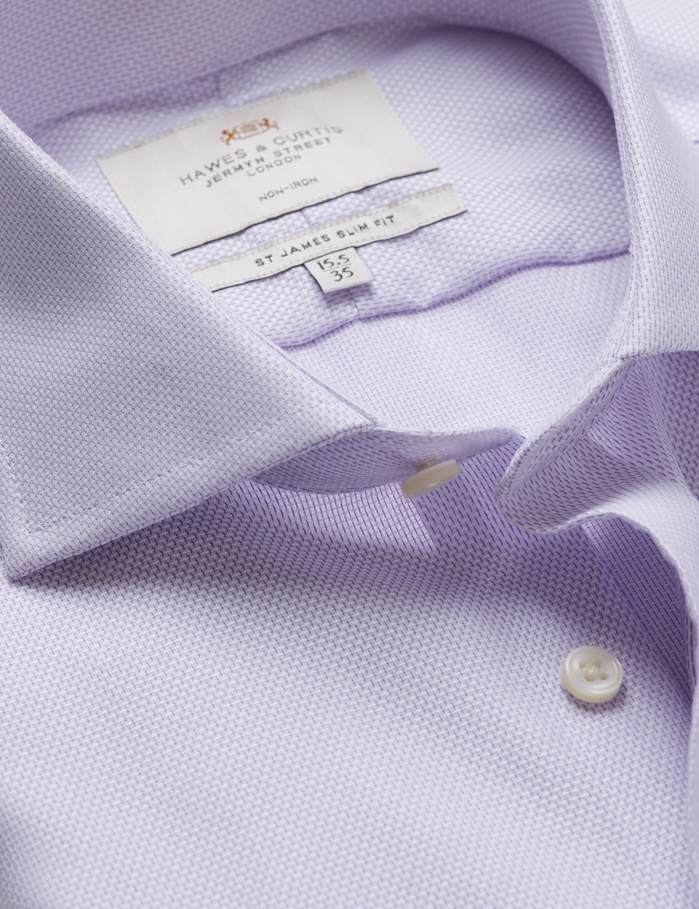 & Slim Fit Lilac & Textured Weave Non Iron Shirt 15.5" collar 36" sleeve