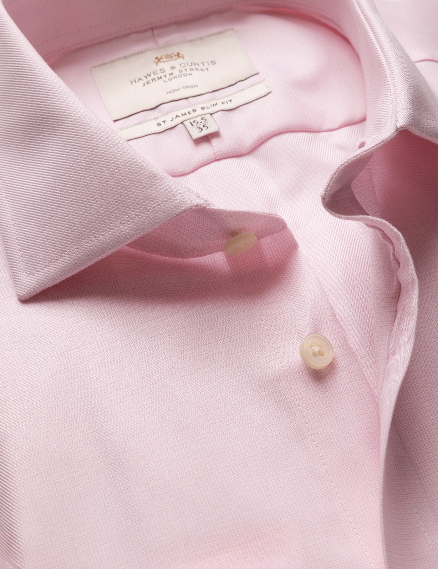 Hawes & Curtis Slim Fit Pink & White Textured Weave Non-Iron Shirt Size: 16.5" collar, 36" sleeve