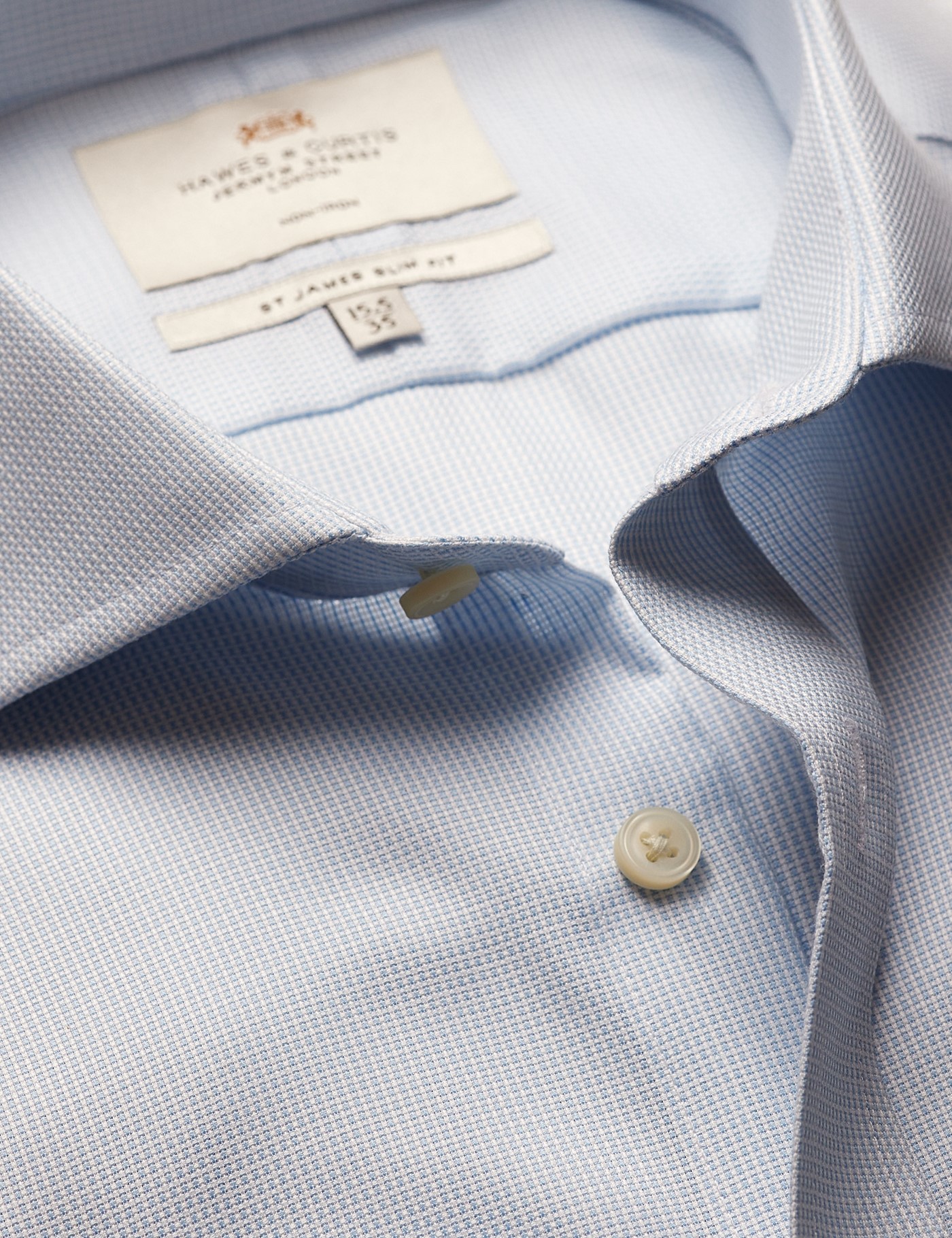 Hawes & Curtis Slim Fit Light Blue & White Textured Weave Non-Iron Shirt Size: 17" collar, 37" sleeve