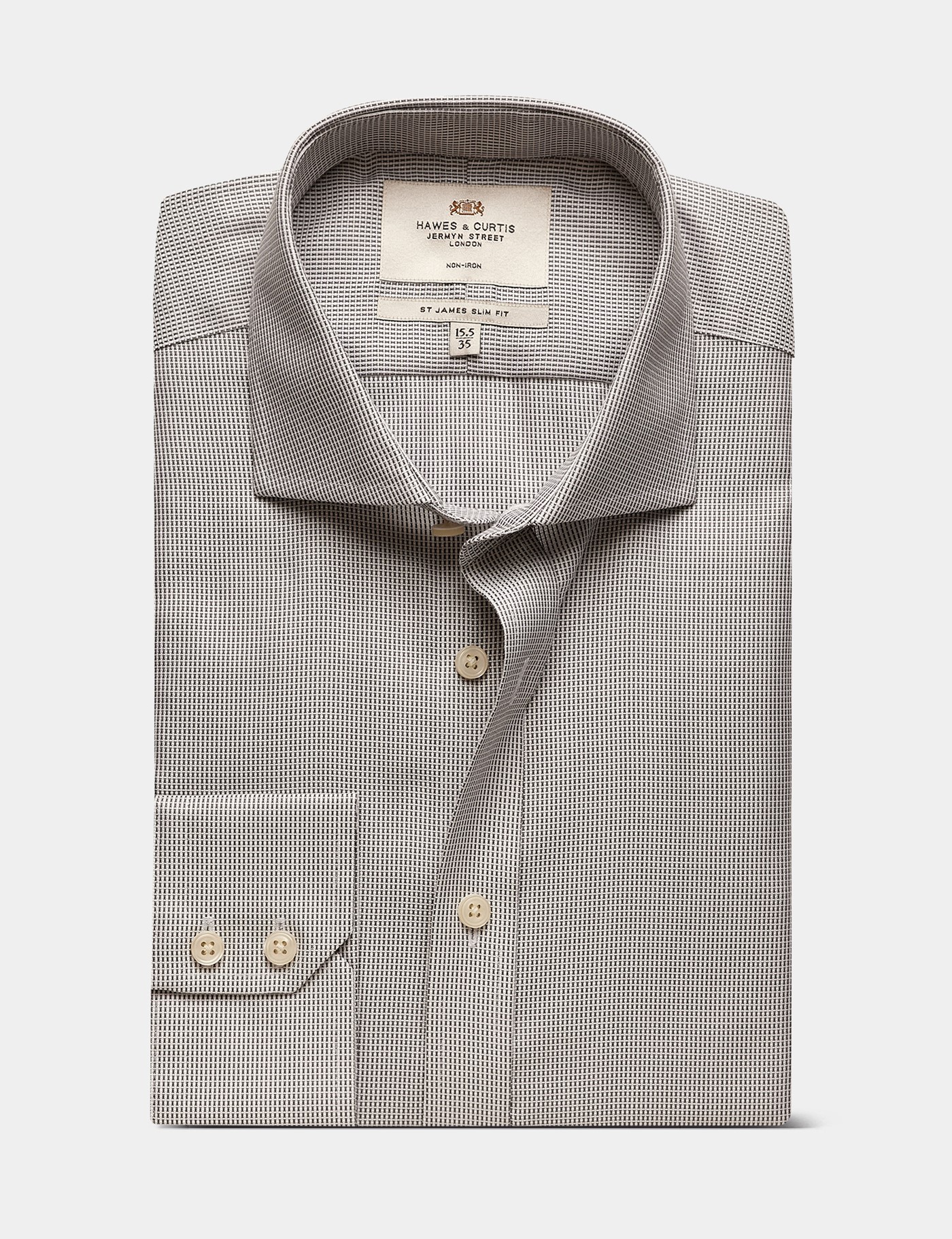 Hawes & Curtis Slim Fit Grey & White Textured Weave Non-Iron Shirt Size: 16" collar, 37" sleeve image 2