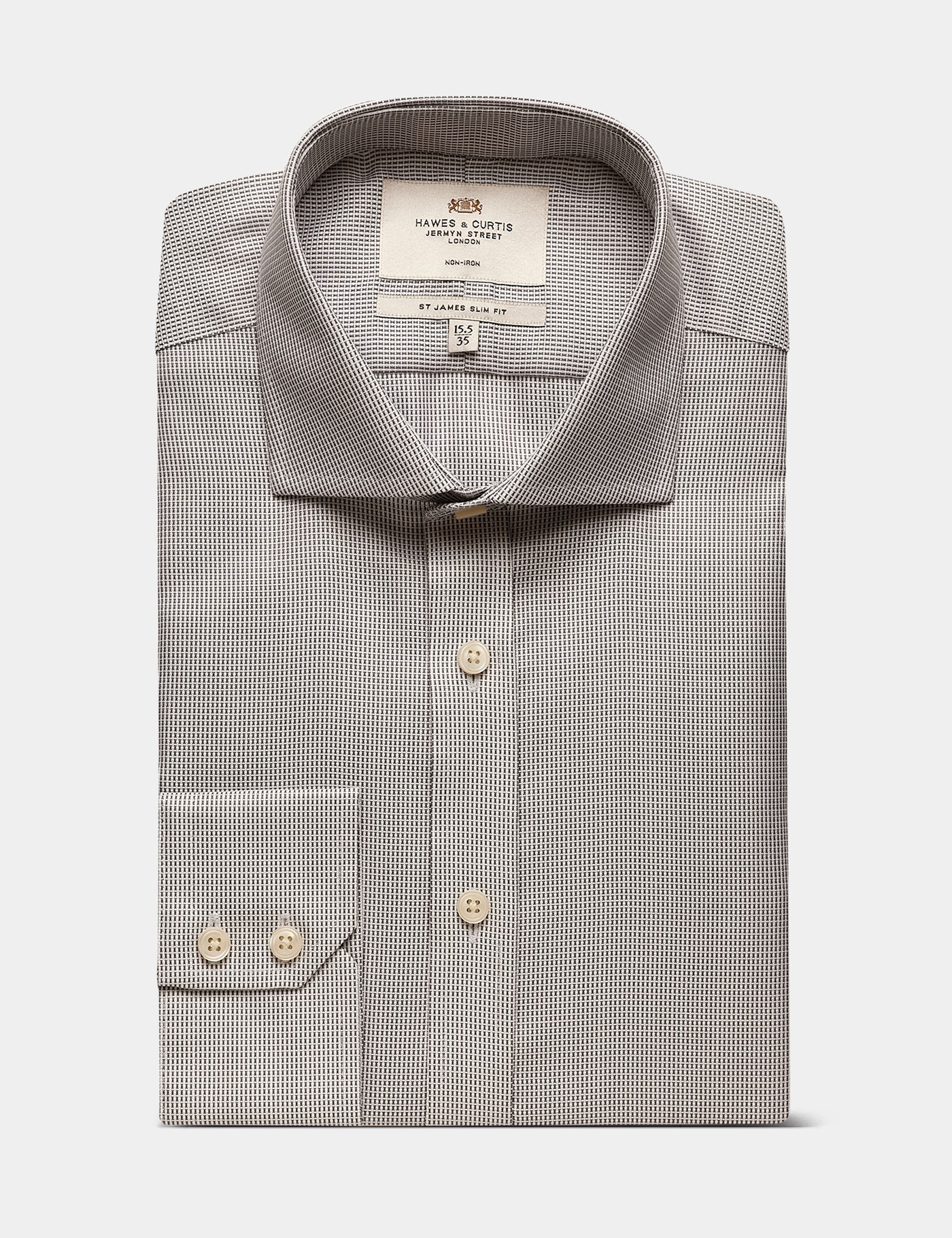 Hawes & Curtis Slim Fit Grey & White Textured Weave Non-Iron Shirt Size: 16" collar, 37" sleeve image 3