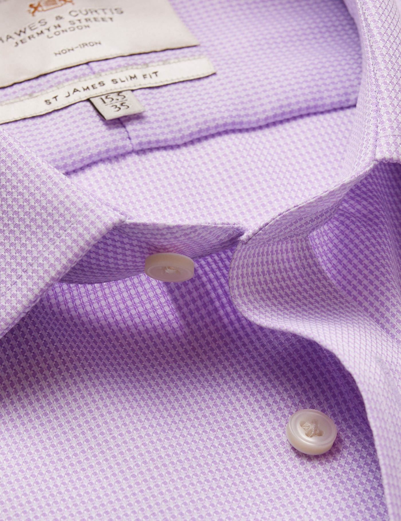 & Slim Fit Lilac & Dogtooth Non Iron Shirt 15.5" collar 34" sleeve