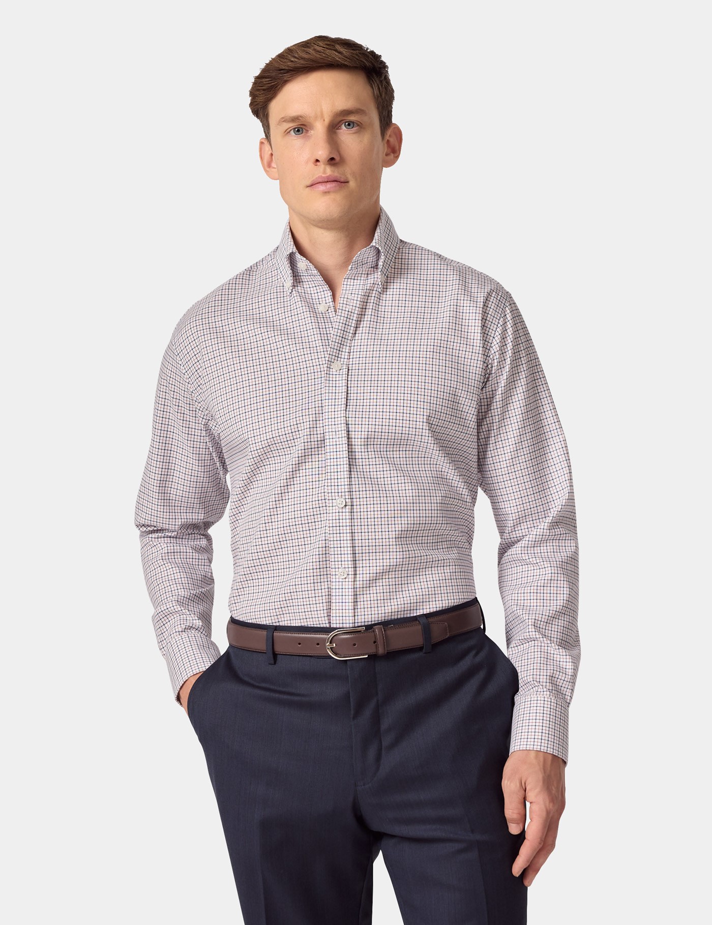 & Slim Fit & Red Check Pin Point Non Iron Oxford Shirt 18" collar 37" sleeve