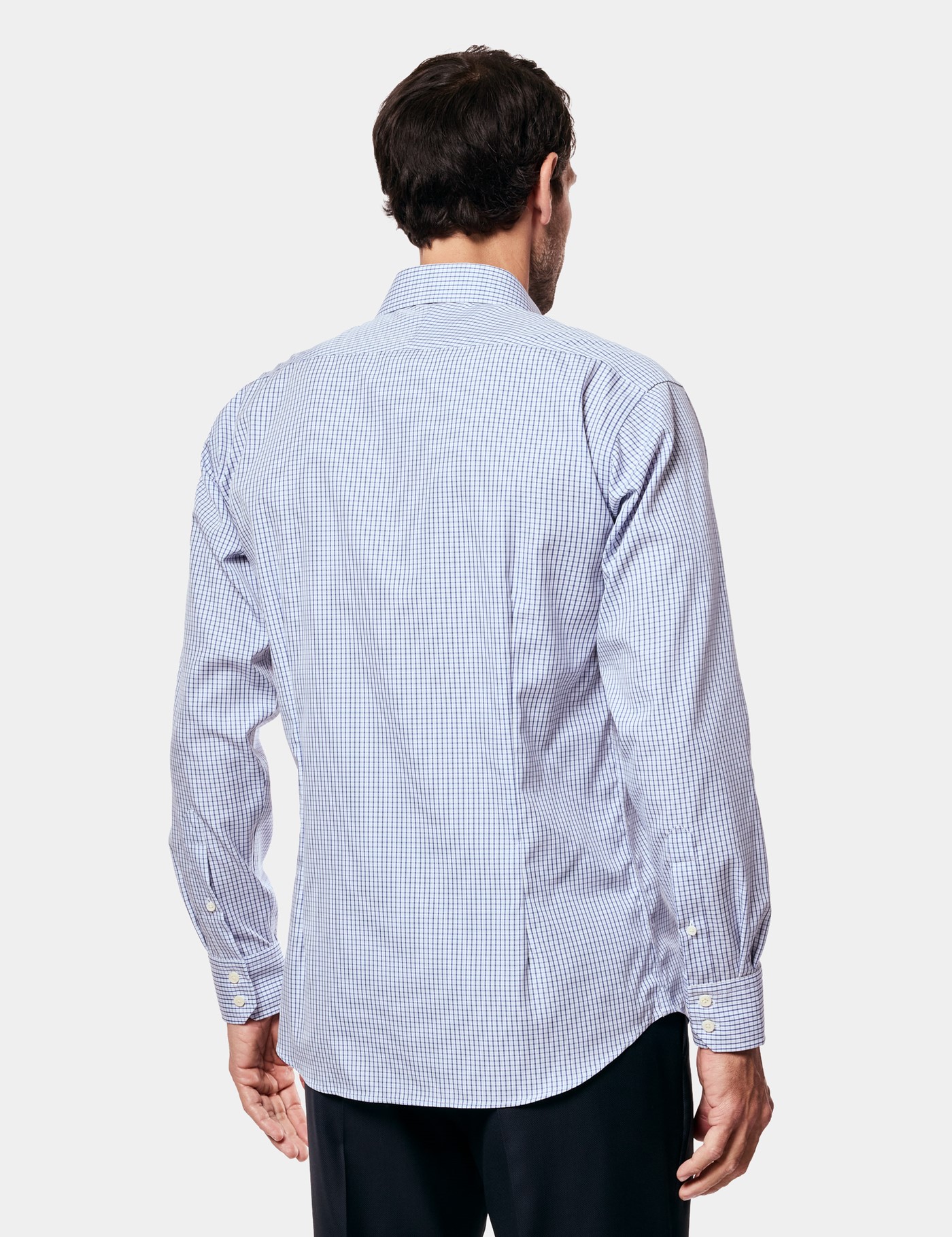 Hawes & Curtis Slim Fit Navy & Blue Check Non-Iron Shirt Size: 16.5" collar, 36" sleeve image 4