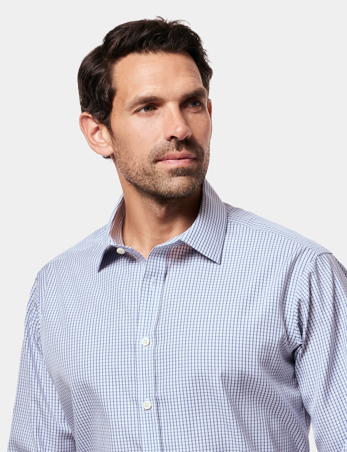 Hawes & Curtis Slim Fit Navy & Blue Check Non-Iron Shirt Size: 16.5" collar, 36" sleeve image 3
