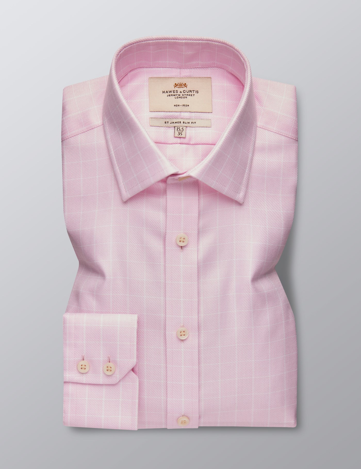 Men's Formal Pink & White Textured Grid Check Slim Fit Shirt - Single ...