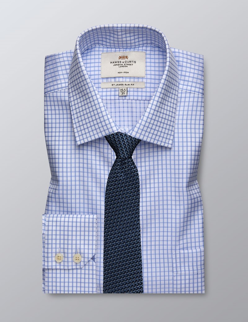 Men S Dress Light Blue White Grid Plaid Slim Fit Shirt Single Men S Dress Light Blue White Grid