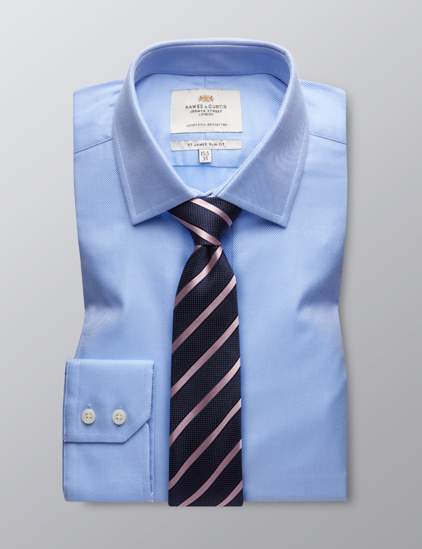 & Slim Fit Twill Shirt 17.5" collar 37" sleeve