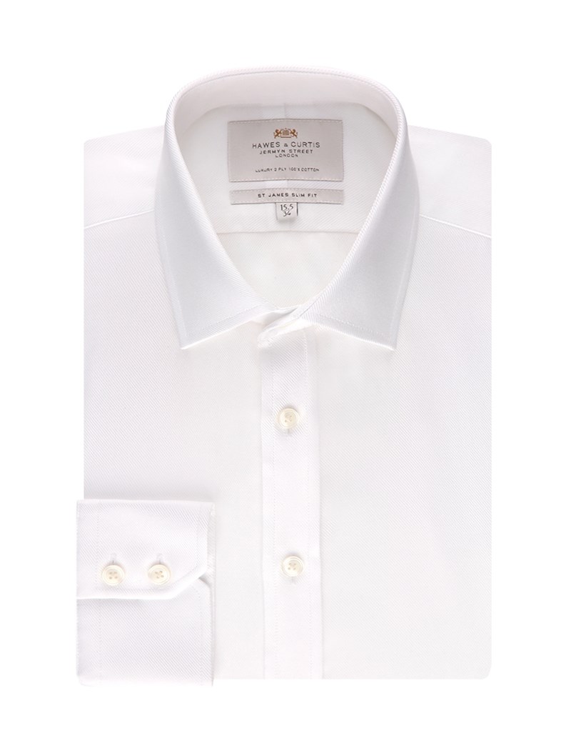 Men's Formal White Twill Slim Fit Shirt - Single Cuff - Easy Iron ...