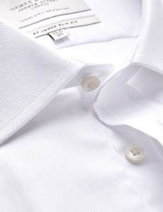 Easy Iron White Twill Relaxed Slim Fit Shirt With Semi Cutaway Collar - Single Cuffs
