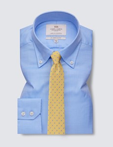 Bügelleichtes Businesshemd – Slim Fit – Button-Down Kragen – blau Twill