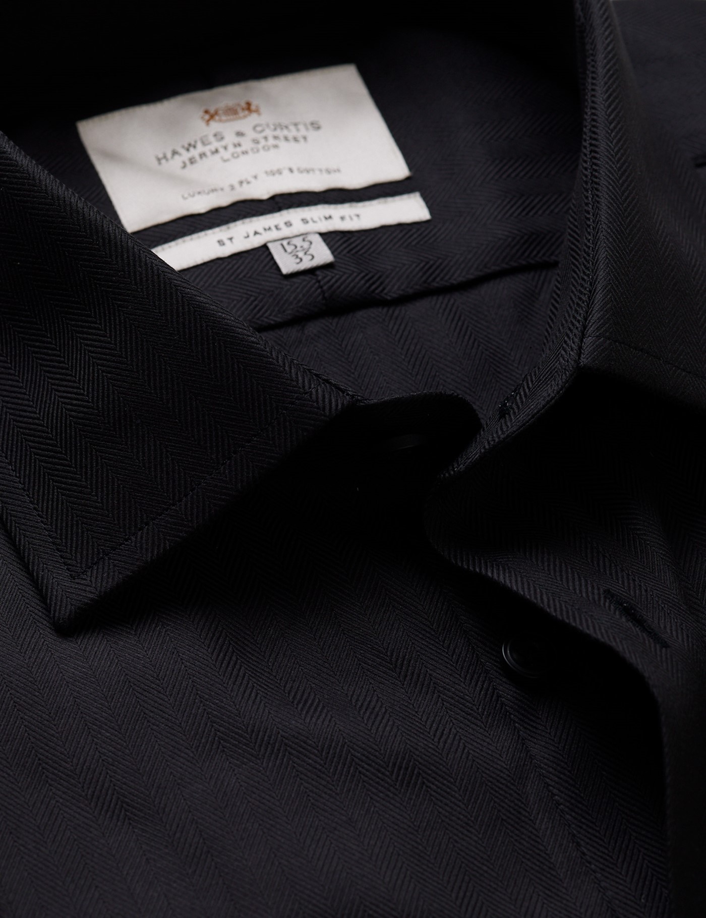 & Slim Fit Herringbone Shirt 16.5" collar 34" sleeve