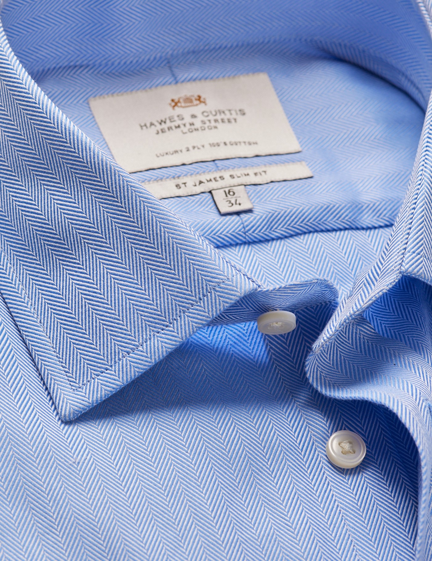 & Slim Fit Herringbone Shirt 18" collar 37" sleeve