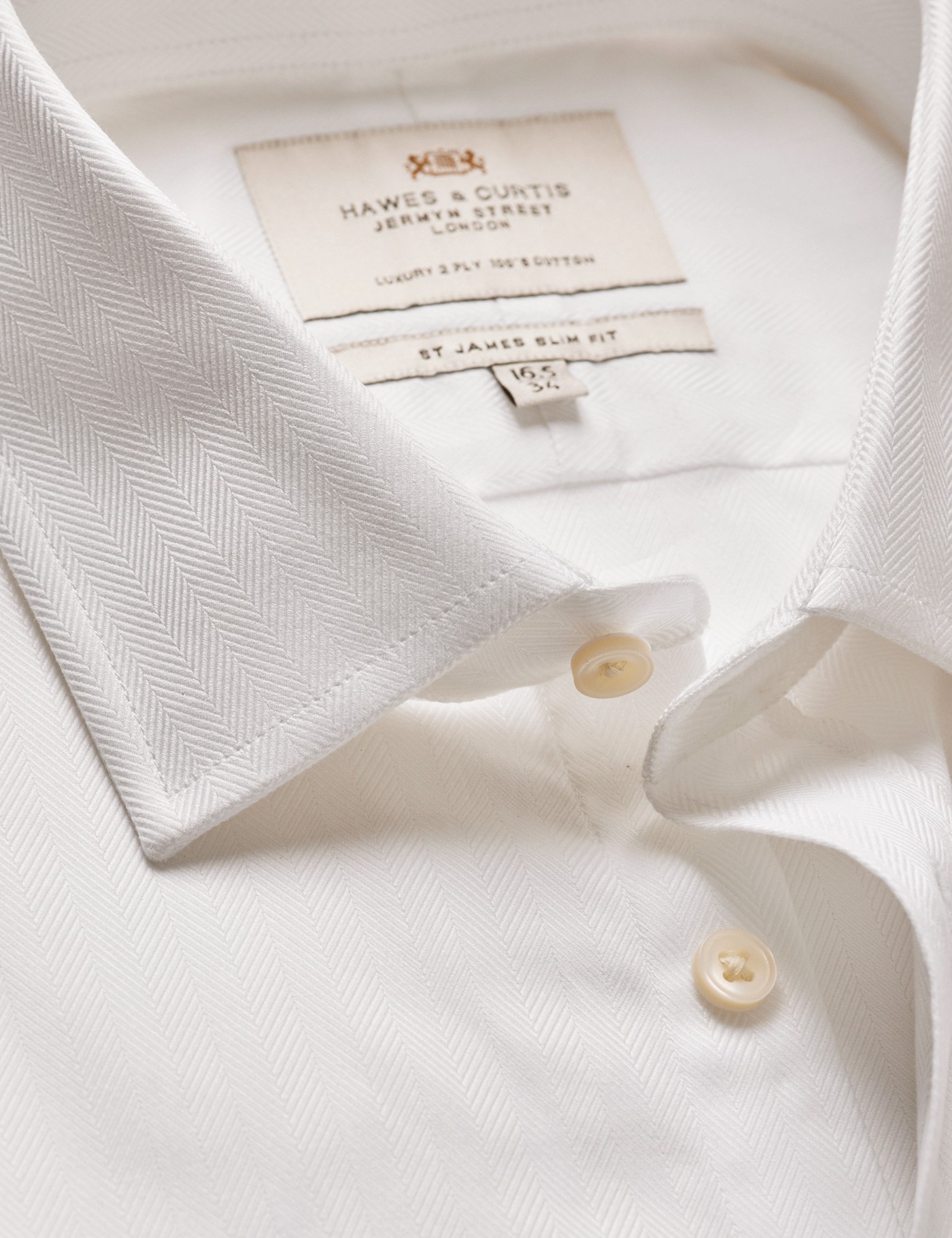 & Slim Fit Herringbone Shirt 18" collar 38" sleeve