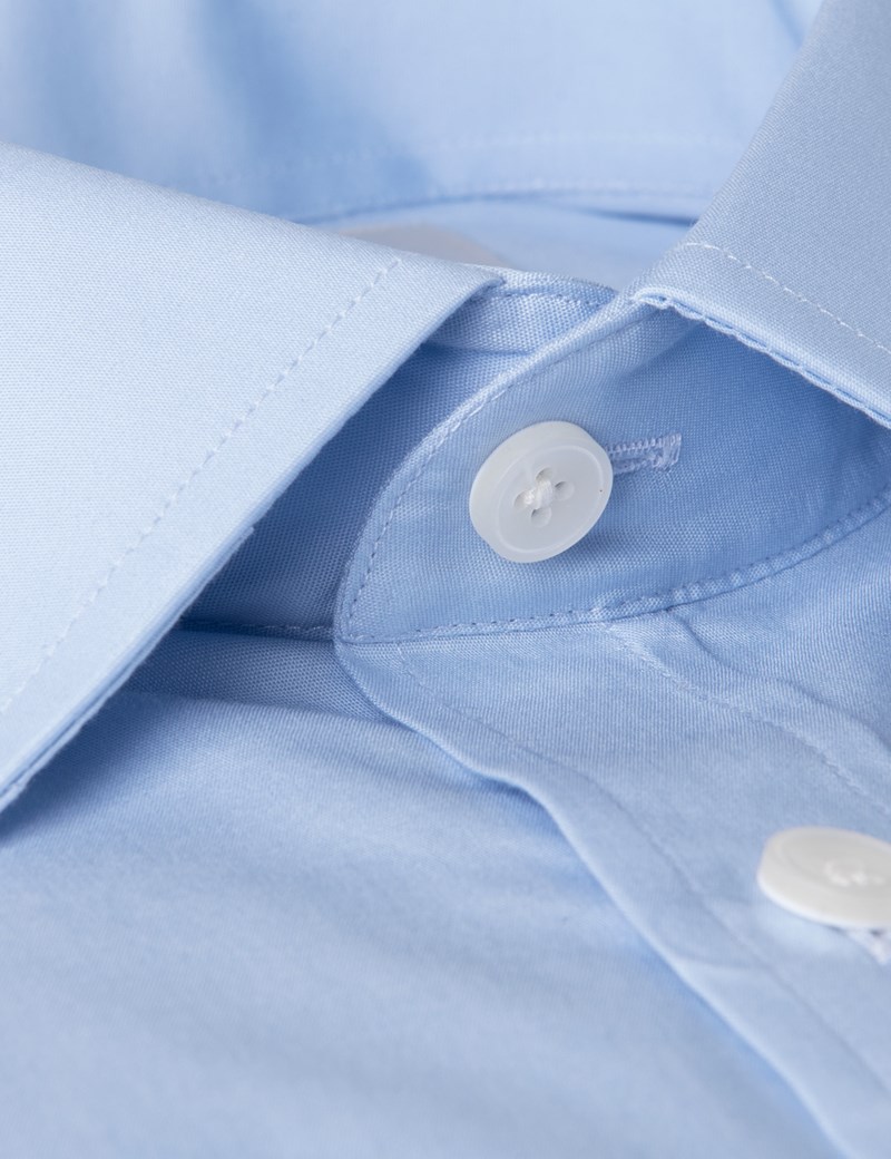 Men's Formal Blue Slim Fit Cotton Stretch Shirt - Single Cuff