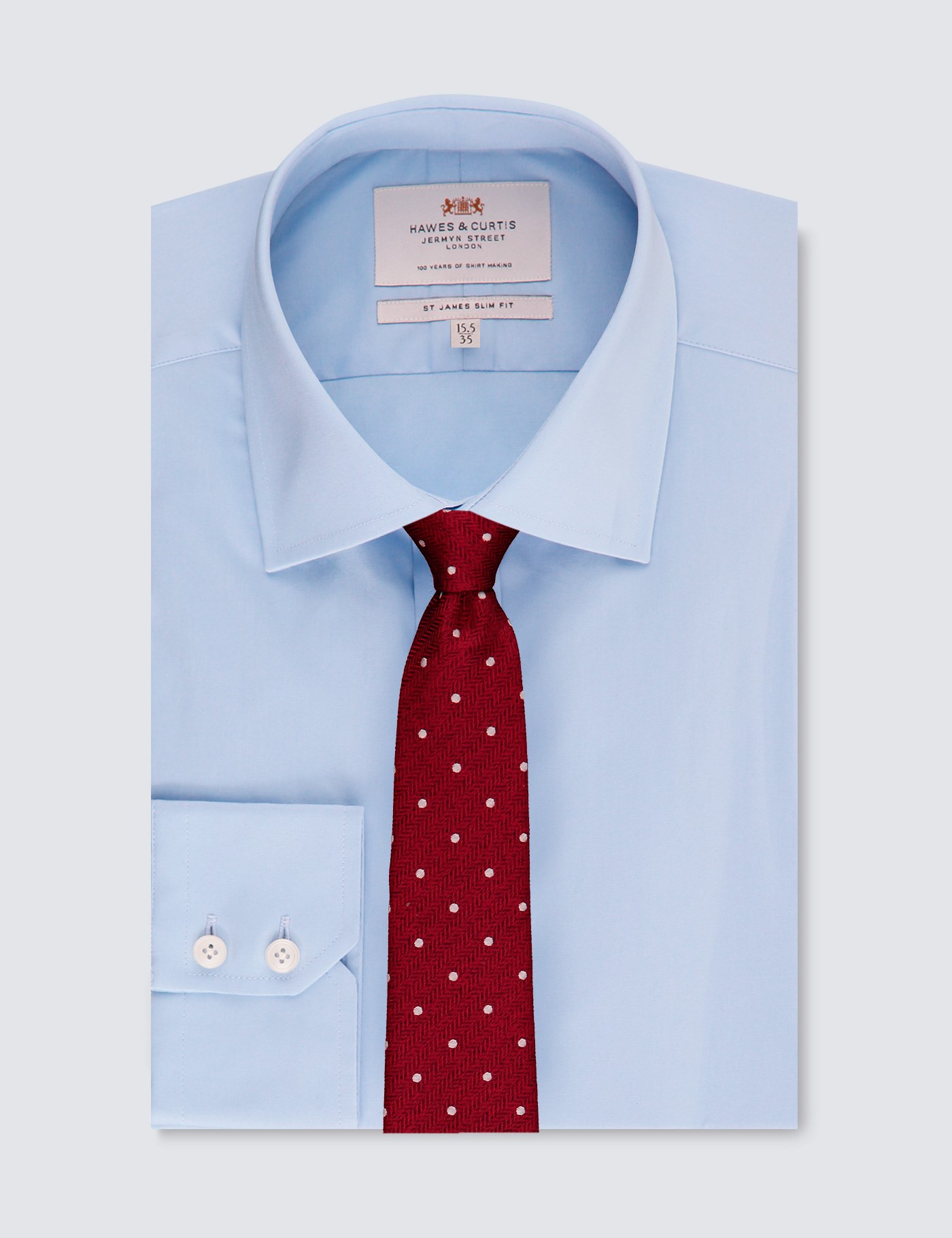 Mens Formal Slim Fit Cotton Stretch Shirt With Single Cuff In Blue Hawes And Curtis Uk 