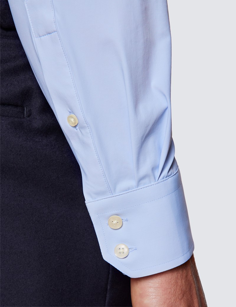 Men's Light Blue Slim Fit Travel Shirt - Single Cuff