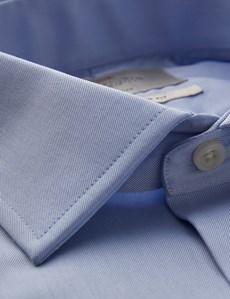 Men's Formal Blue Fine Twill Slim Fit Shirt - Single Cuff - Non Iron
