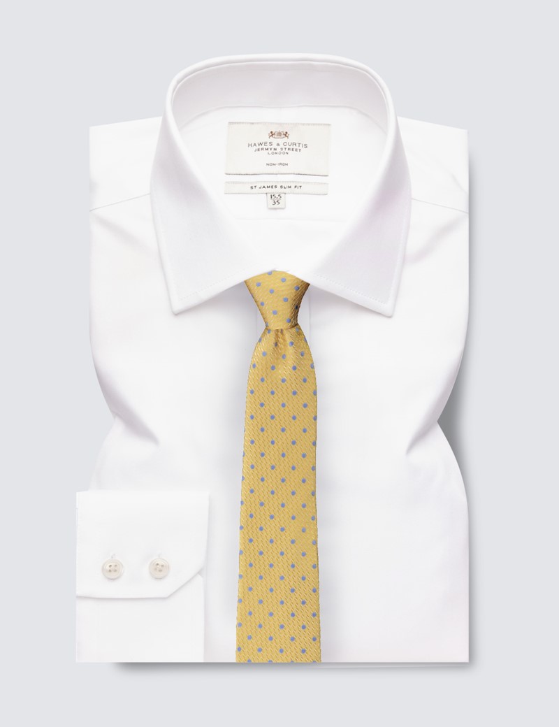 Bügelfreies Businesshemd – Slim Fit – Kentkragen – Feiner Twill Weiß
