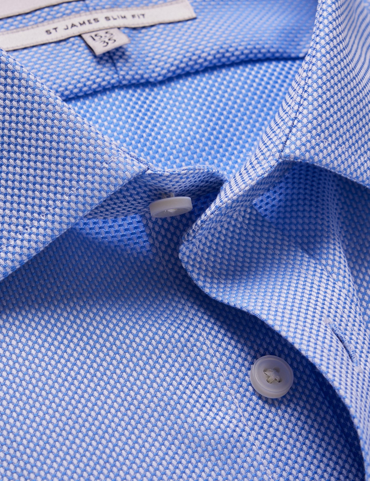 & Slim Fit Textured Weave Non Iron Shirt 17.5" collar 37" sleeve