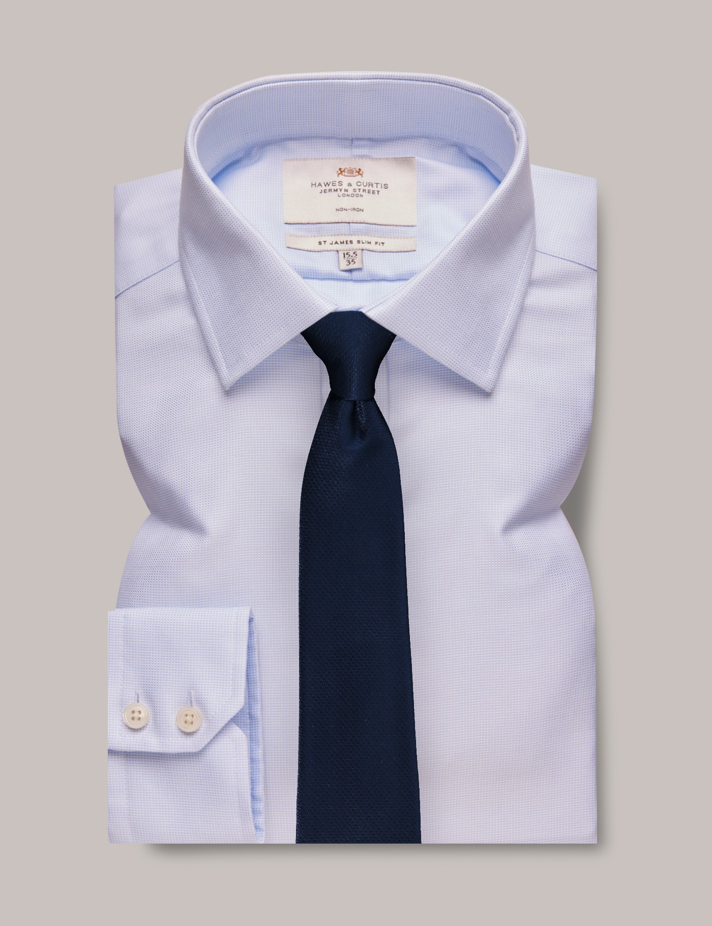 Men's Non-Iron Blue & White Slim Shirt