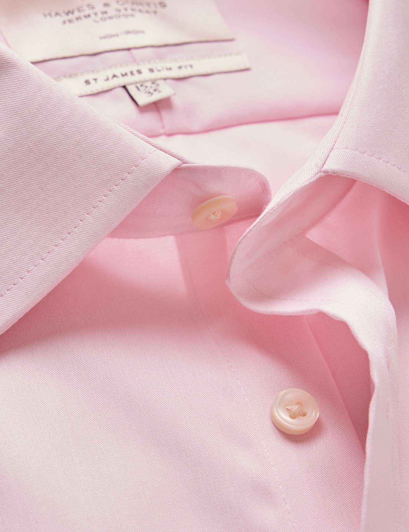 & Slim Fit Twill Non Iron Shirt 18" collar 38" sleeve