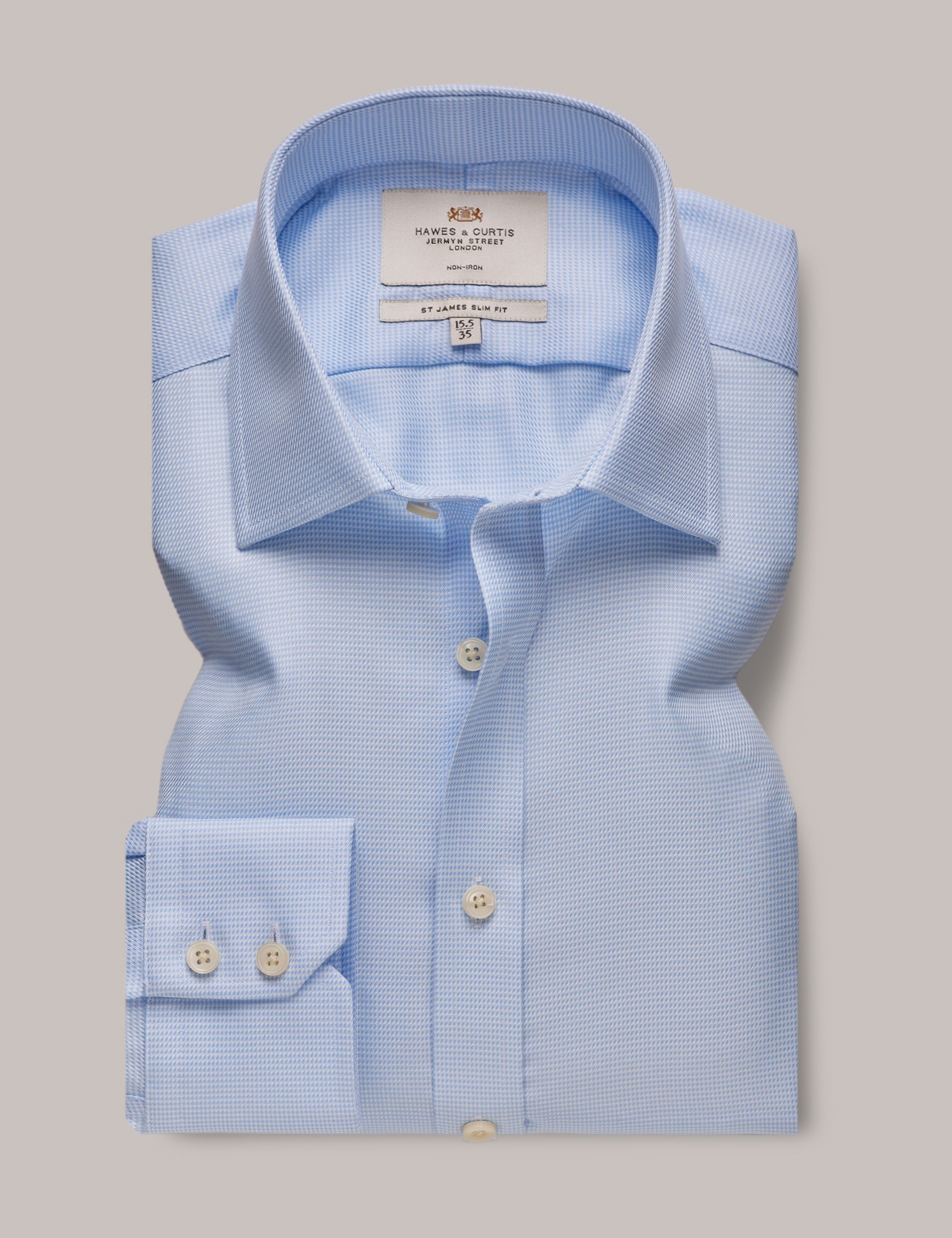 & Slim Fit Semi Plain Non Iron Shirt 17" collar 36" sleeve