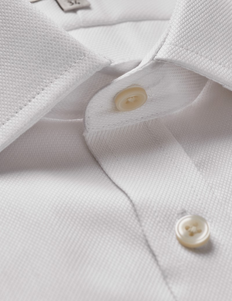 Men's Non-Iron White Pique Slim Shirt | Hawes and Curtis