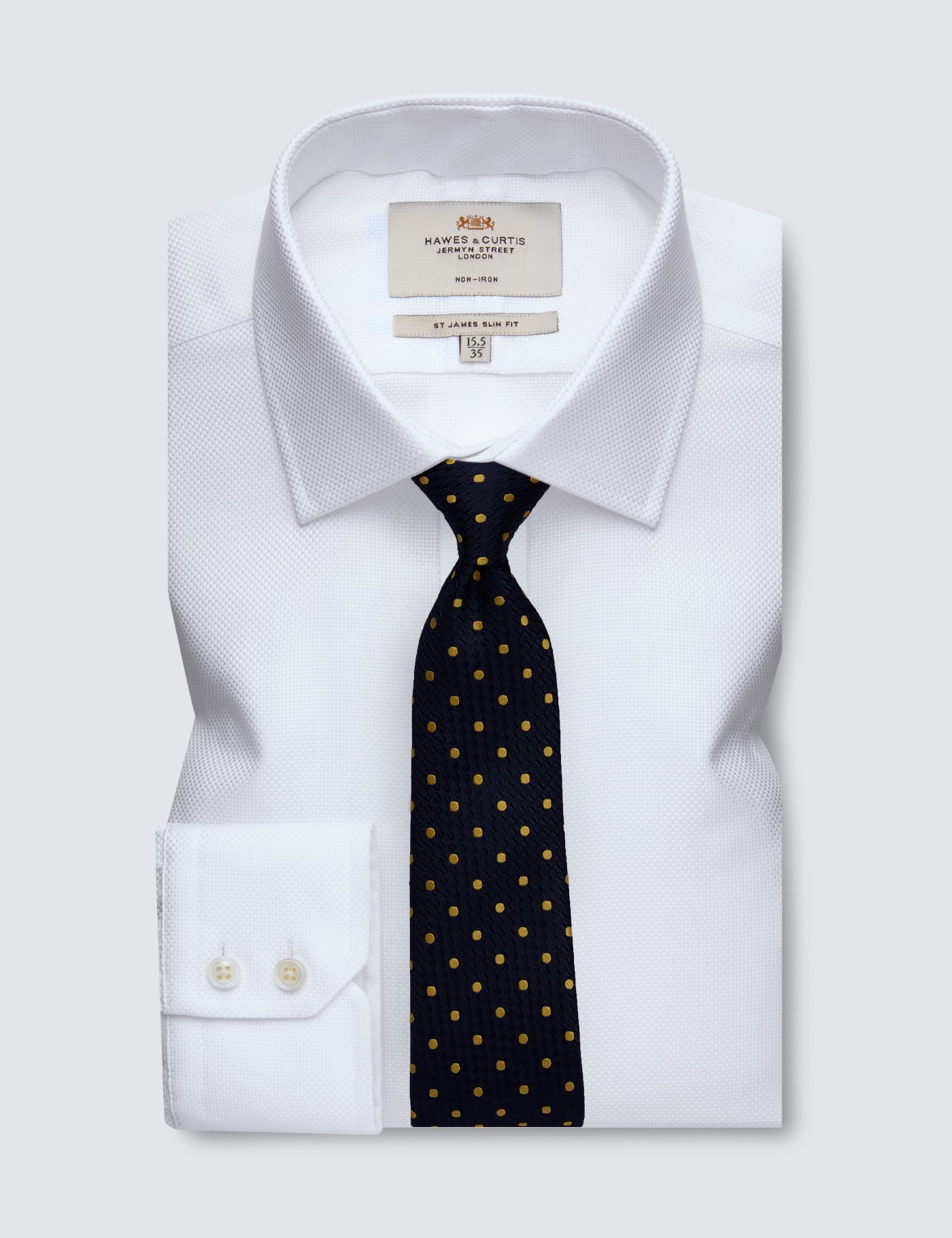 Non Iron Men's Formal Slim Fit Shirt with Single Cuff in White | Hawes ...