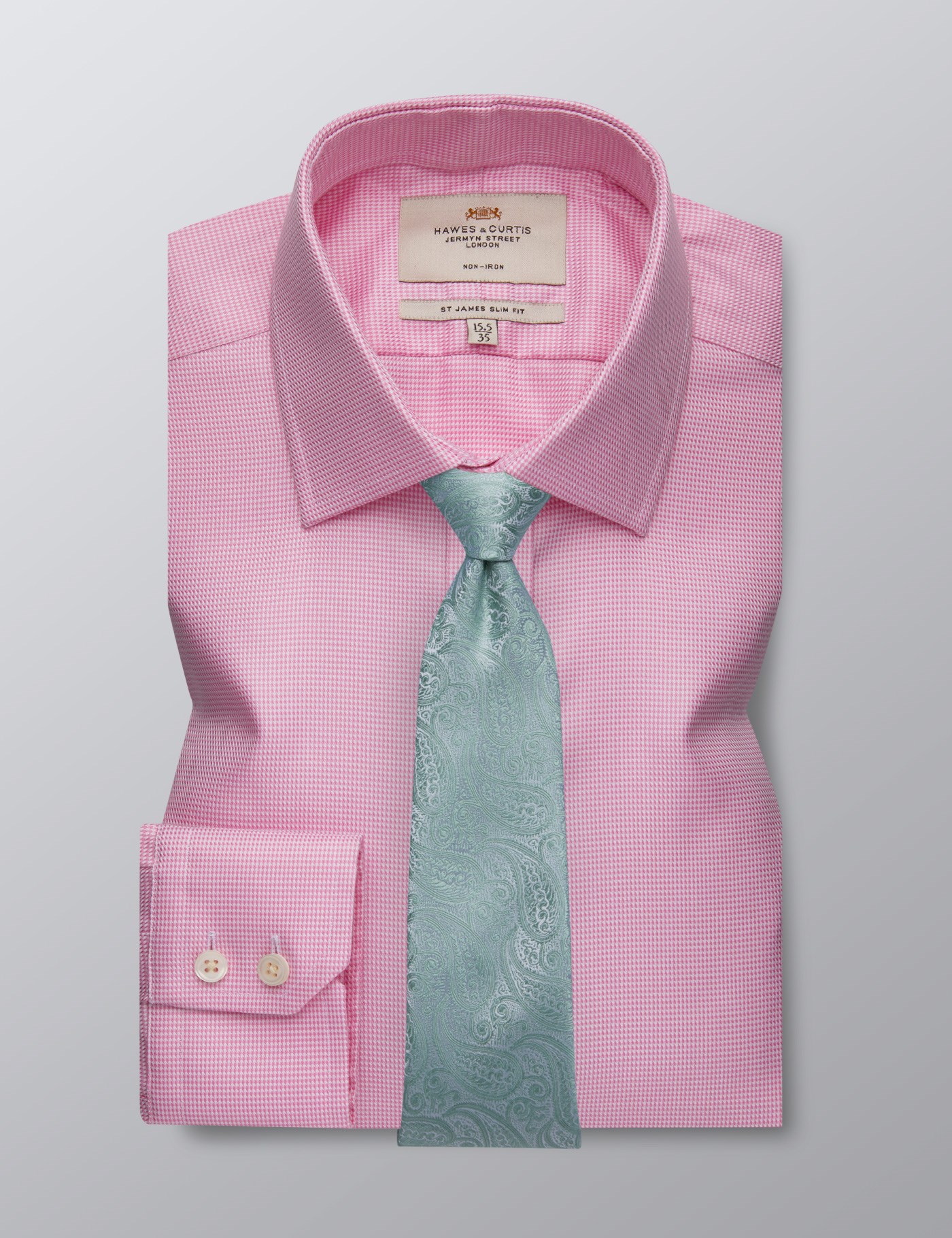 Men's Formal Pink Slim Fit Shirt - Single Cuff - Non Iron | Hawes & Curtis