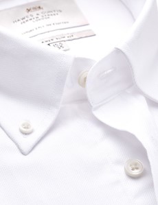 Easy Iron White Relaxed Slim Fit Oxford Shirt - Button Down Collar 