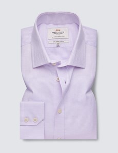 Easy Iron Pink & Navy Relaxed Slim Fit Shirt With Semi Cutaway Collar - Single Cuffs
