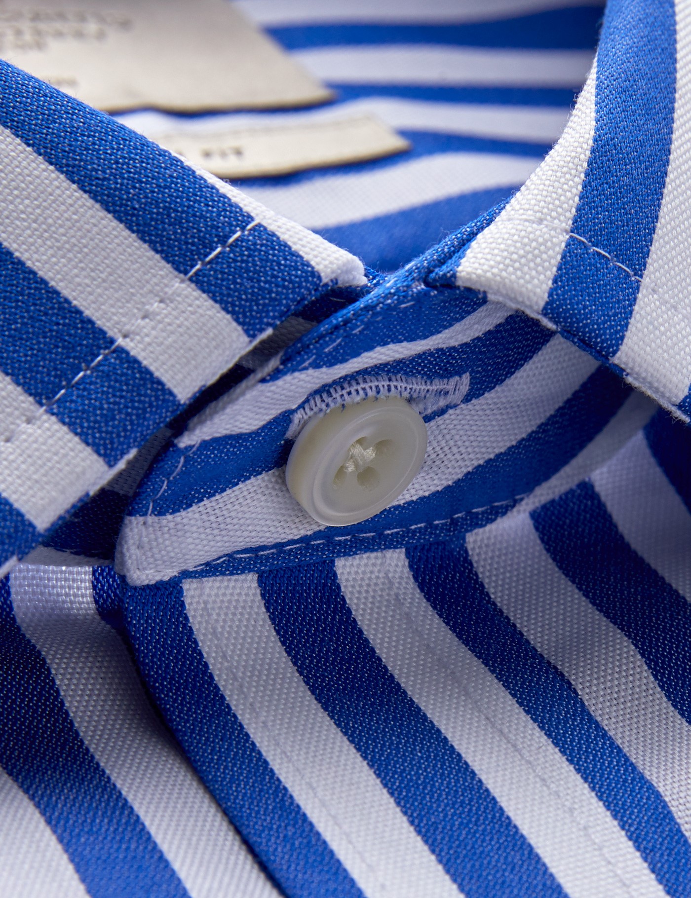 Non Iron Stripe Men's Slim Fit Shirt with Single Cuff in Royal & White ...