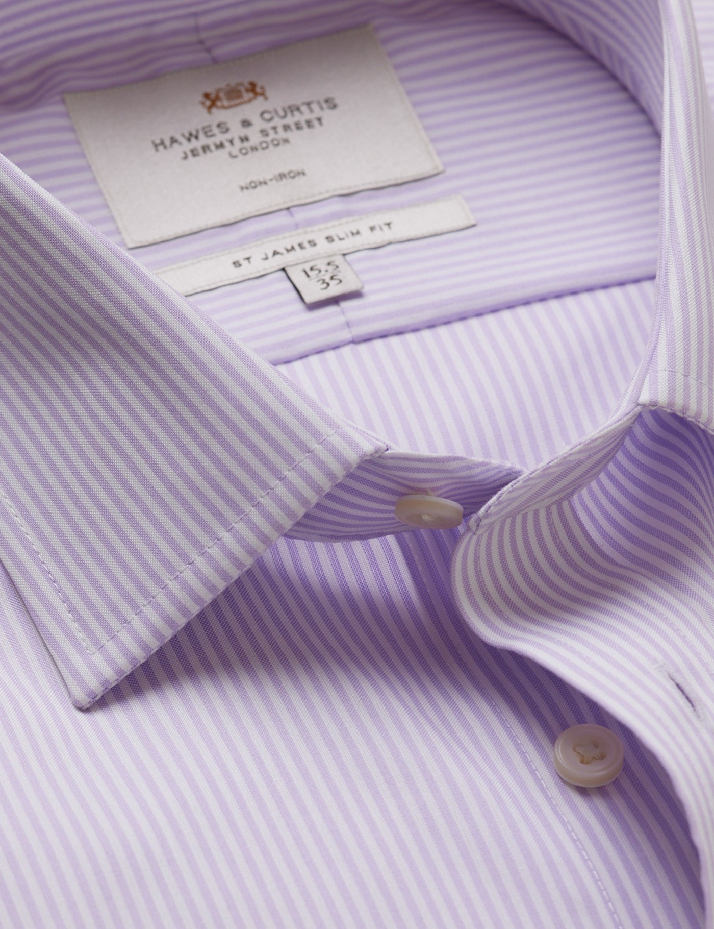 & Slim Fit Lilac & Fine Stripe Non Iron Shirt 17.5" collar 36" sleeve