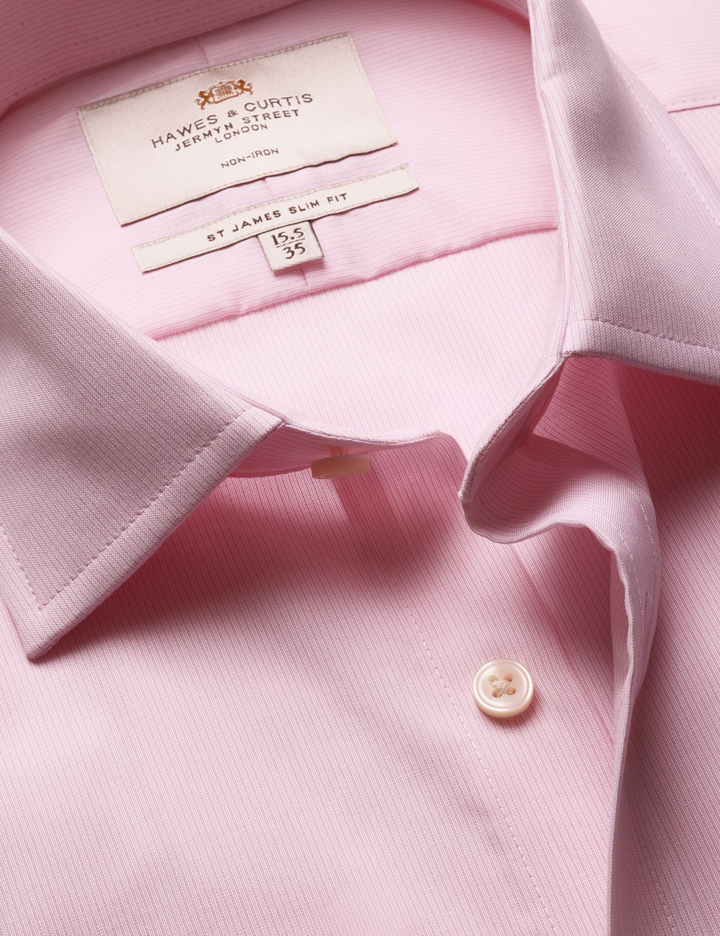 Hawes & Curtis Slim Fit Pink & White Fine Stripe Non-Iron Shirt Size: 15.5" collar, 34" sleeve
