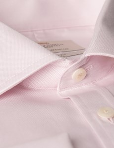 Men's Pink Pique Slim Fit Shirt - Single Cuff - Easy Iron