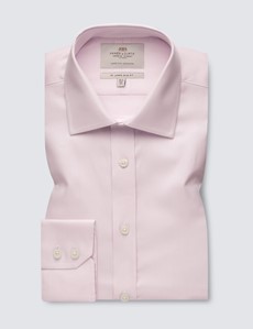 Men's Pink Textured Slim Fit Business Shirt - Single Cuff - Easy Iron