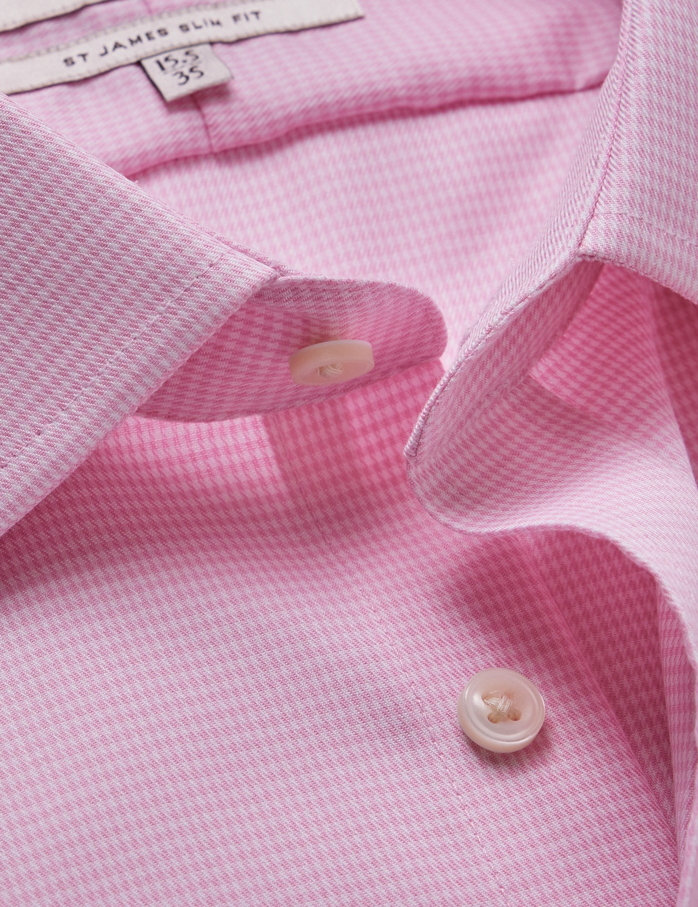 & Slim Fit Pink & Dogtooth Twill Non Iron Shirt 18" collar 38" sleeve