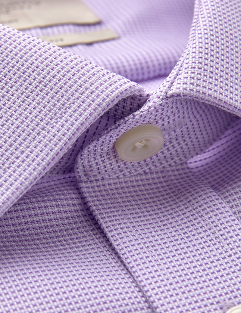 Men's Formal Lilac & White Dobby Slim Fit Shirt - Single Cuff - Non Iron