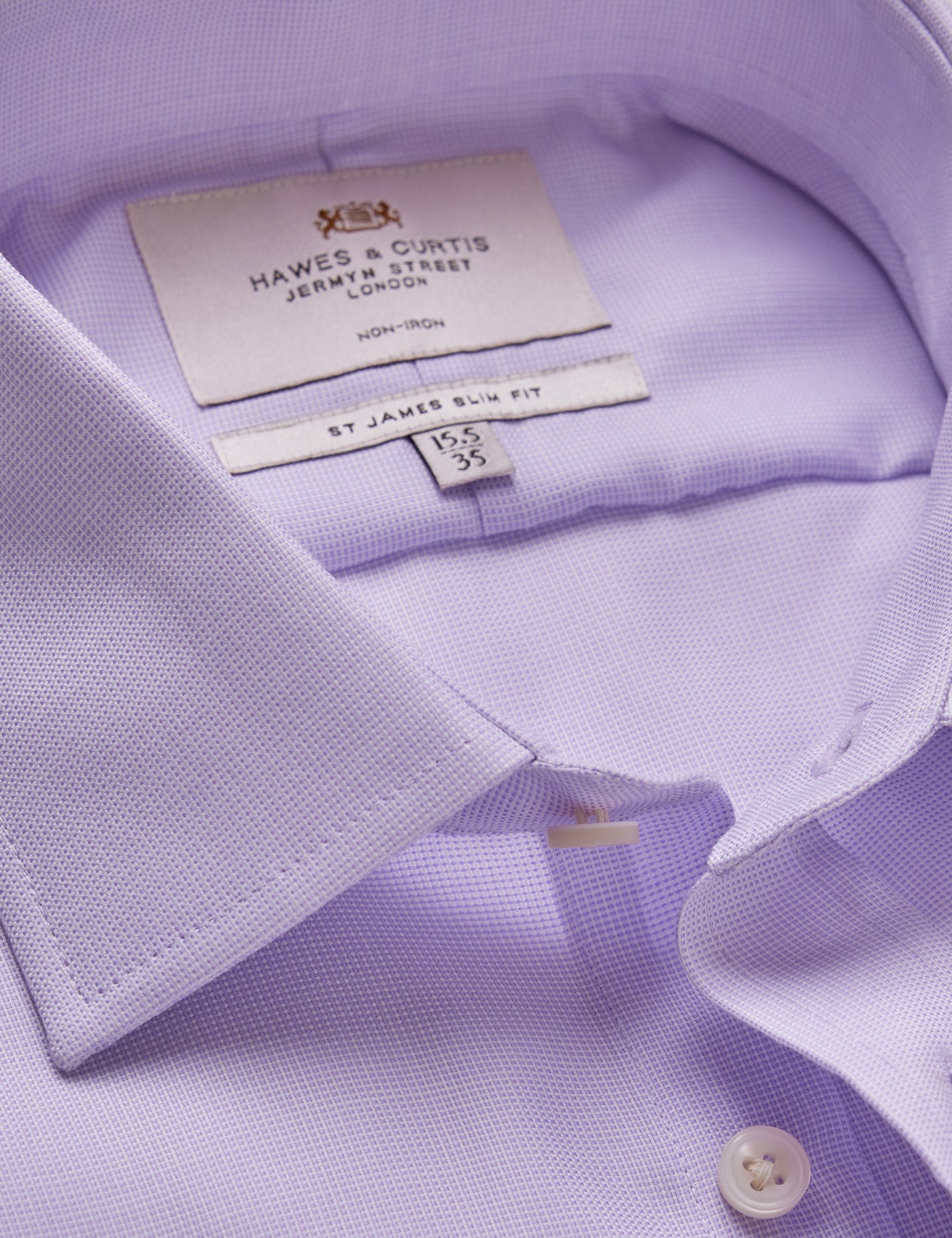 & Slim Fit Lilac & Dobby Non Iron Shirt 15.5" collar 34" sleeve