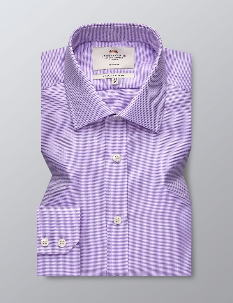 Men's Formal Lilac Slim Fit Shirt - Single Cuff - Non Iron | Hawes & Curtis