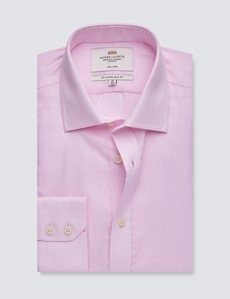  Non Iron Men's Pink Slim Fit Shirt with Semi Cutaway Collar and Single Cuffs