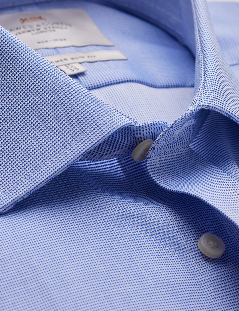 Bügelfreies Businesshemd – Slim Fit – Brusttasche – blau